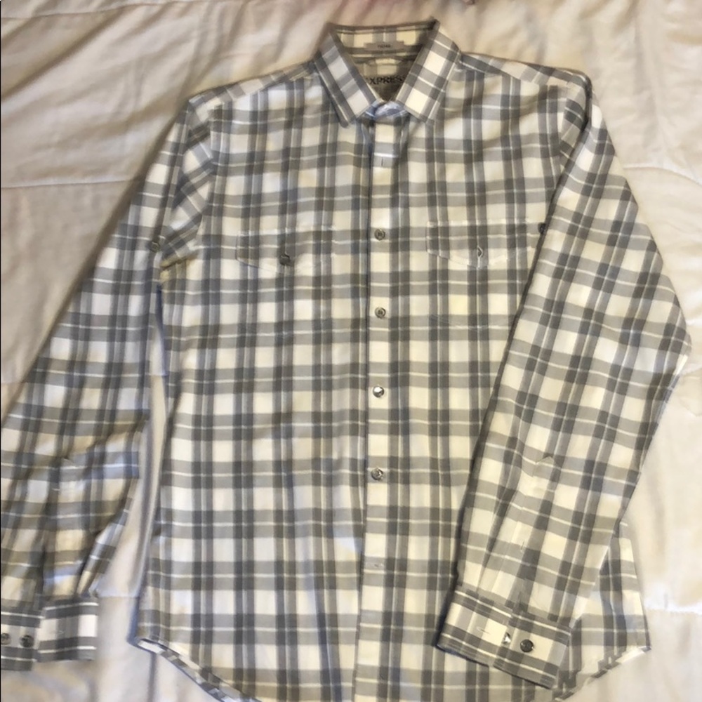 Express Men Long Sleeve Platted Shirt